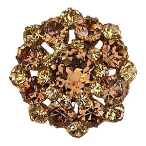 Vintage Austrian Rhinestone Brooch, Yellow Rhinestones, Light Mink Brown RS
